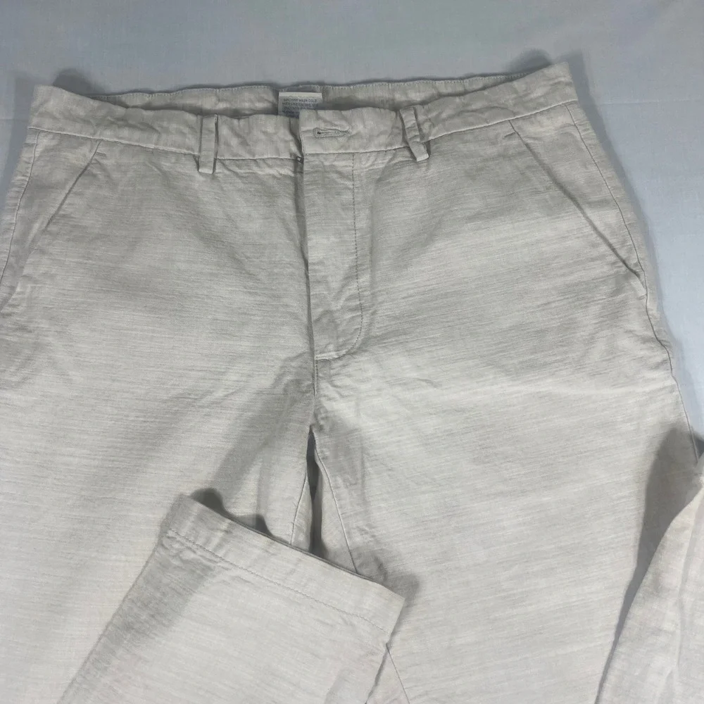 St Johns Bay Mens Chino Pants 36x34 Beige Slub Textured 100% Cotton Classic Fit